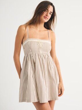 NWT Abercrombie TALL Striped Emerson Babydoll Dress